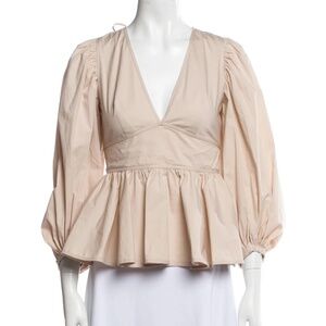 Staud V-Neck Three-Quarter Sleeve Blouse